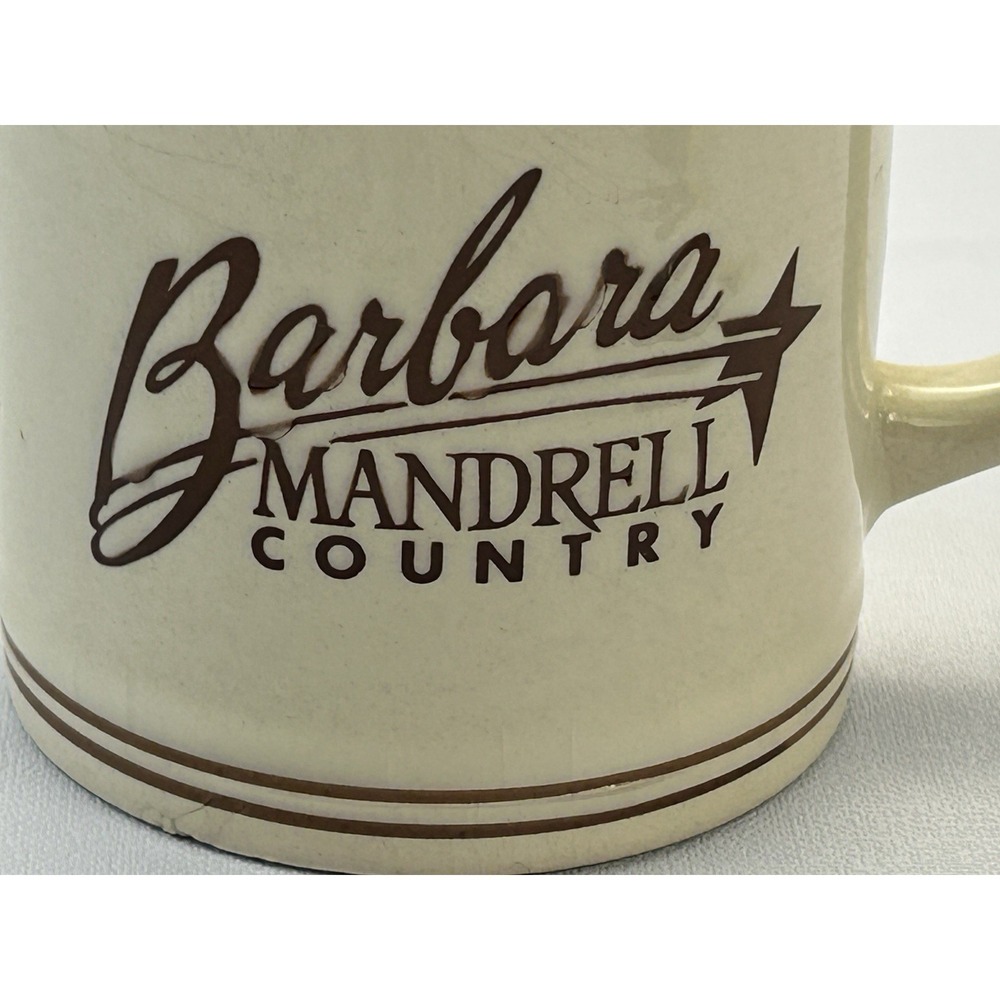 Vintage Barbara Mandrell Country Coffee Mug Cup Cream Brown Stoneware Crazing - Picture 3 of 11